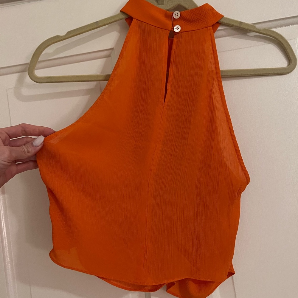 STAUD Orange Ruched Crop Top - Picture 3 of 3